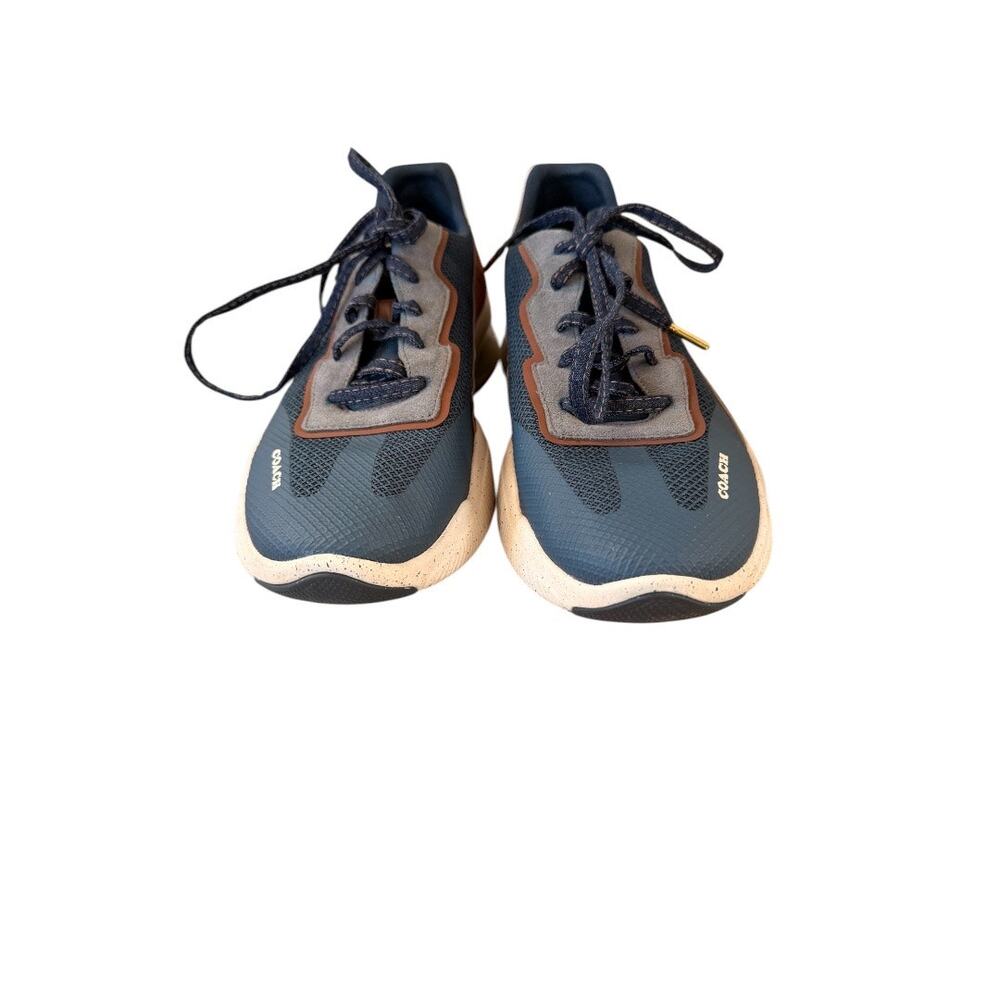 COACH Men’s Tech Runner Sneakers - Blue/Brown Suede - Picture 4 of 10